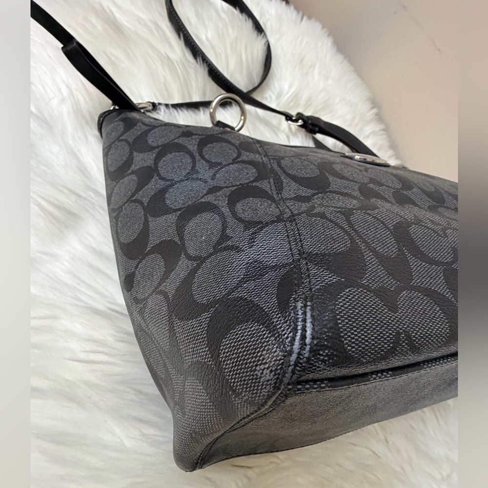 Coach F18917 Peyton Signature Tote Black Grey Logo Handbag Bag - Picture 3 of 10